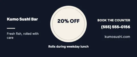 Sushi bar offer centre tablecloth template
