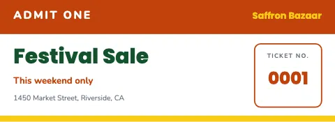 Indian grocery top band ticket template