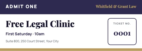 Law firm top band ticket template