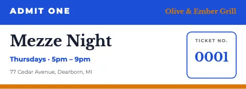 Mediterranean grill top band ticket template