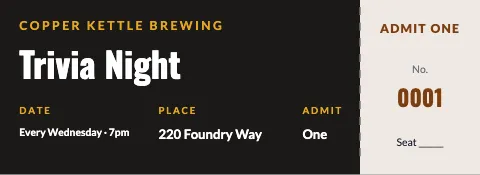 Brewery & bar columns ticket template