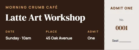 Café & bakery columns ticket template