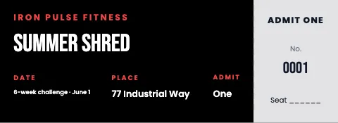 Fitness & gym columns ticket template