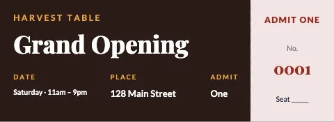 Restaurant columns ticket template