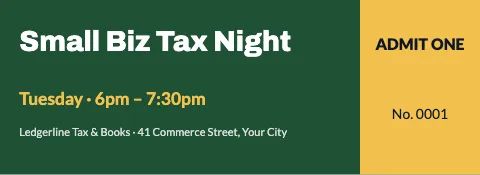 Accounting & tax event ticket template