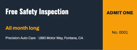 Auto repair event ticket template