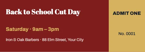 Barbershop event ticket template