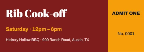 BBQ smokehouse event ticket template
