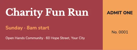 Nonprofit & charity event ticket template