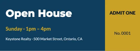 Real estate event ticket template