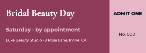 Salon & spa event ticket template