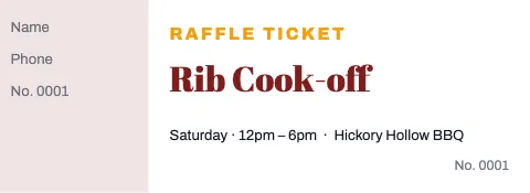BBQ smokehouse raffle ticket template