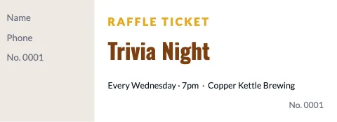 Brewery & bar raffle ticket template