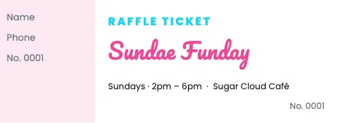 Desserts & boba raffle ticket template