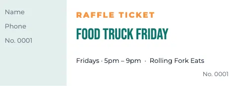 Food truck raffle ticket template