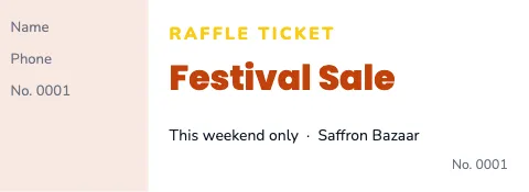 Indian grocery raffle ticket template