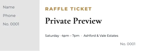 Luxury homes raffle ticket template