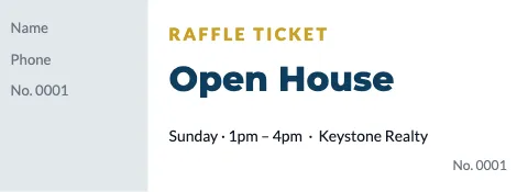 Real estate raffle ticket template