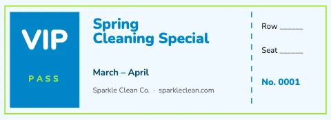Cleaning services vip pass ticket template
