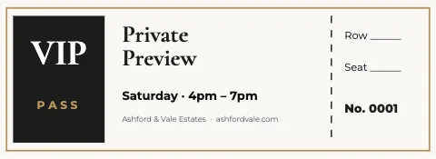 Luxury homes vip pass ticket template