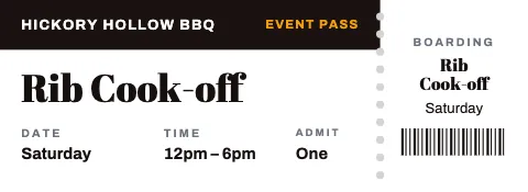 BBQ smokehouse boarding pass ticket template