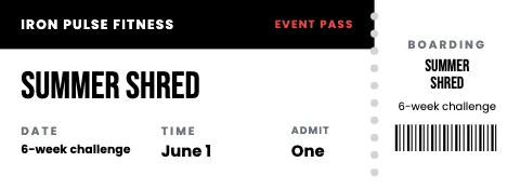 Fitness & gym boarding pass ticket template