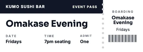 Sushi bar boarding pass ticket template
