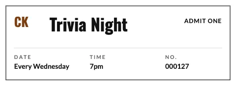 Brewery & bar minimal mono ticket template