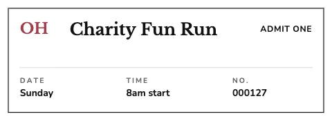 Nonprofit & charity minimal mono ticket template