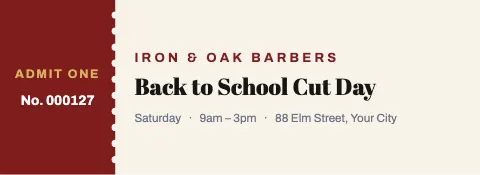 Barbershop stub left ticket template