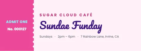 Desserts & boba stub left ticket template