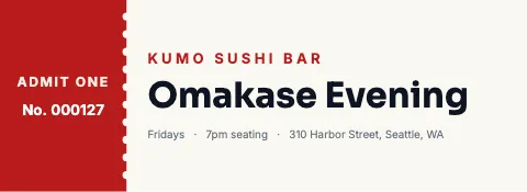 Sushi bar stub left ticket template