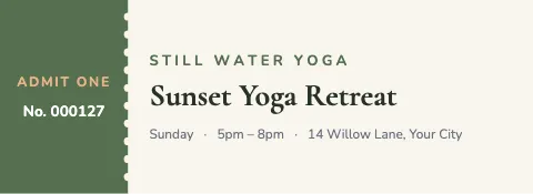 Yoga studio stub left ticket template