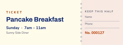 Breakfast diner keep this half ticket template