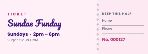 Desserts & boba keep this half ticket template