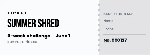 Fitness & gym keep this half ticket template