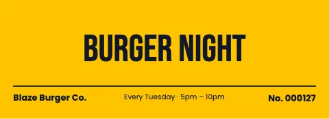 Burger joint big type ticket template