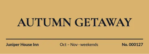 Hotel & B&B big type ticket template