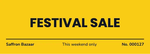 Indian grocery big type ticket template