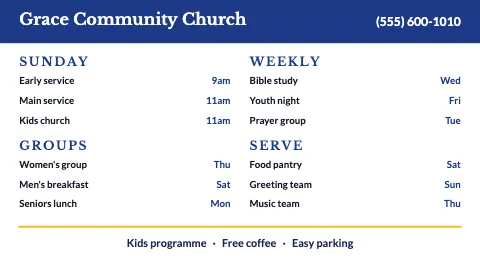 Church & community bright TV menu board template