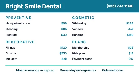 Medical & dental bright TV menu board template