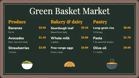 Grocery & market chalkboard template