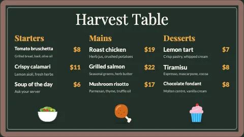 Restaurant chalkboard template