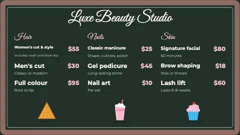 Salon & spa chalkboard template