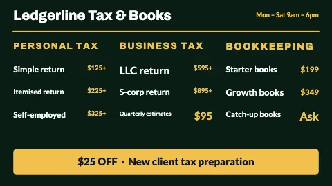 Accounting & tax three columns TV menu board template