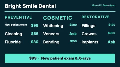 Medical & dental three columns TV menu board template