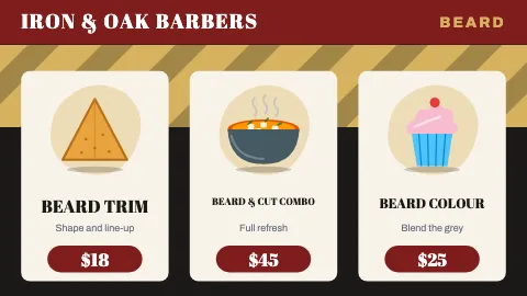 Barbershop combo cards TV menu board template