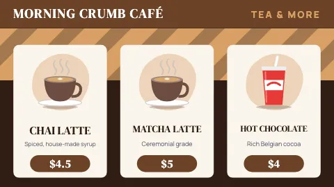 Café & bakery combo cards TV menu board template