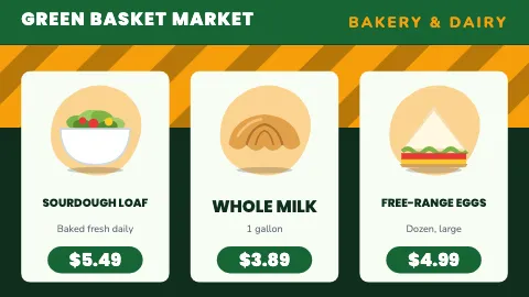 Grocery & market combo cards TV menu board template