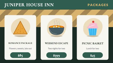 Hotel & B&B combo cards TV menu board template